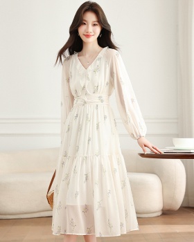 France style long dress floral dress for women