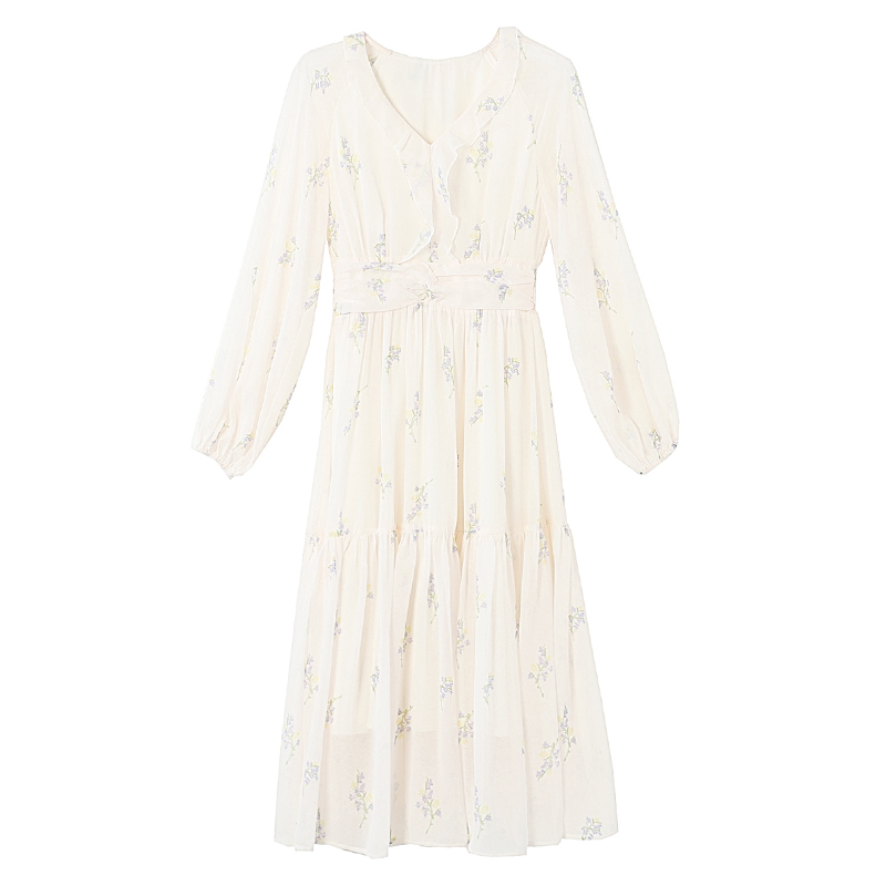 France style long dress floral dress for women