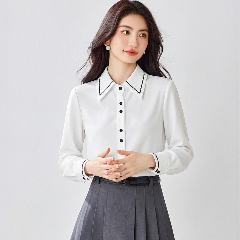 Satin France style inside the ride shirt for women