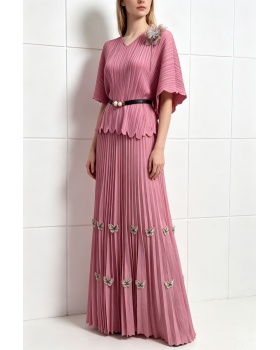 Loose V-neck evening dress slim colors skirt 2pcs set