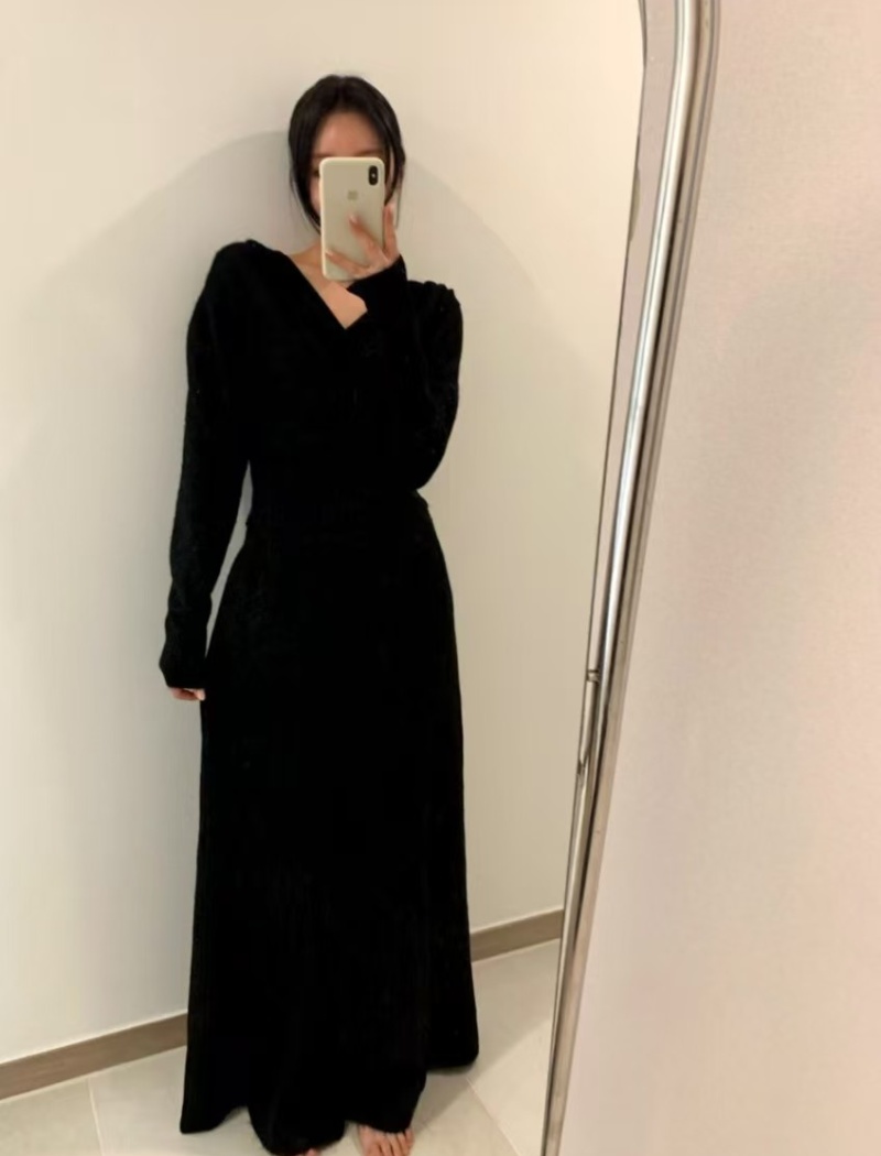 V-neck casual pants wide leg sweater 2pcs set
