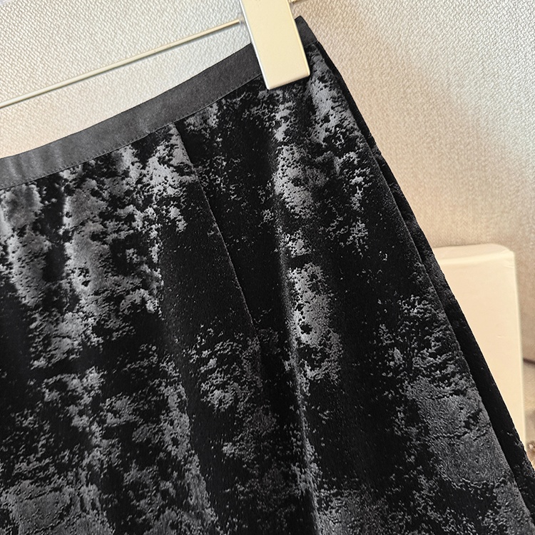 Split A-line skirt jacquard drape long skirt for women