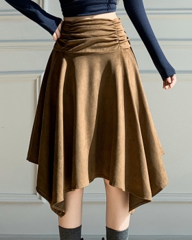 A-line temperament skirt fold autumn long dress