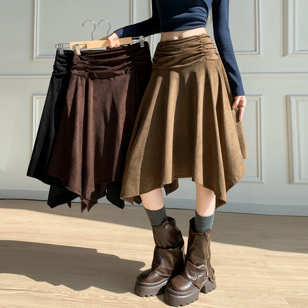 A-line temperament skirt fold autumn long dress