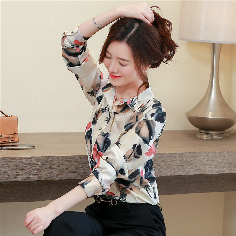 Autumn printing shirt light long sleeve tops for women