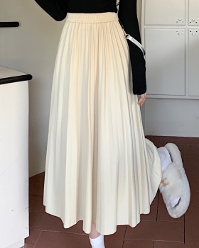Slim fat high waist skirt autumn pleated long dress
