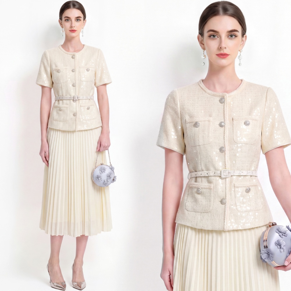 Pleated splice dress France style long dress for women