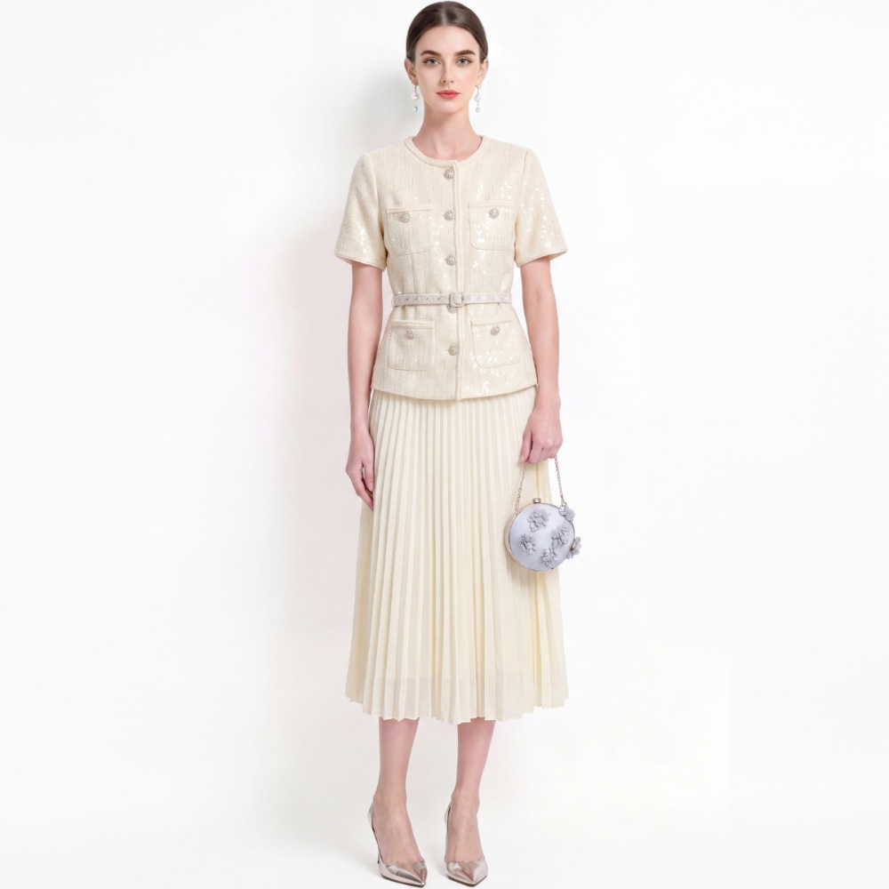 Pleated splice dress France style long dress for women
