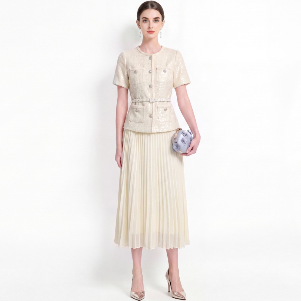 Pleated splice dress France style long dress for women