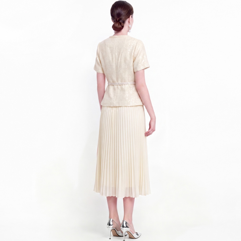 Pleated splice dress France style long dress for women