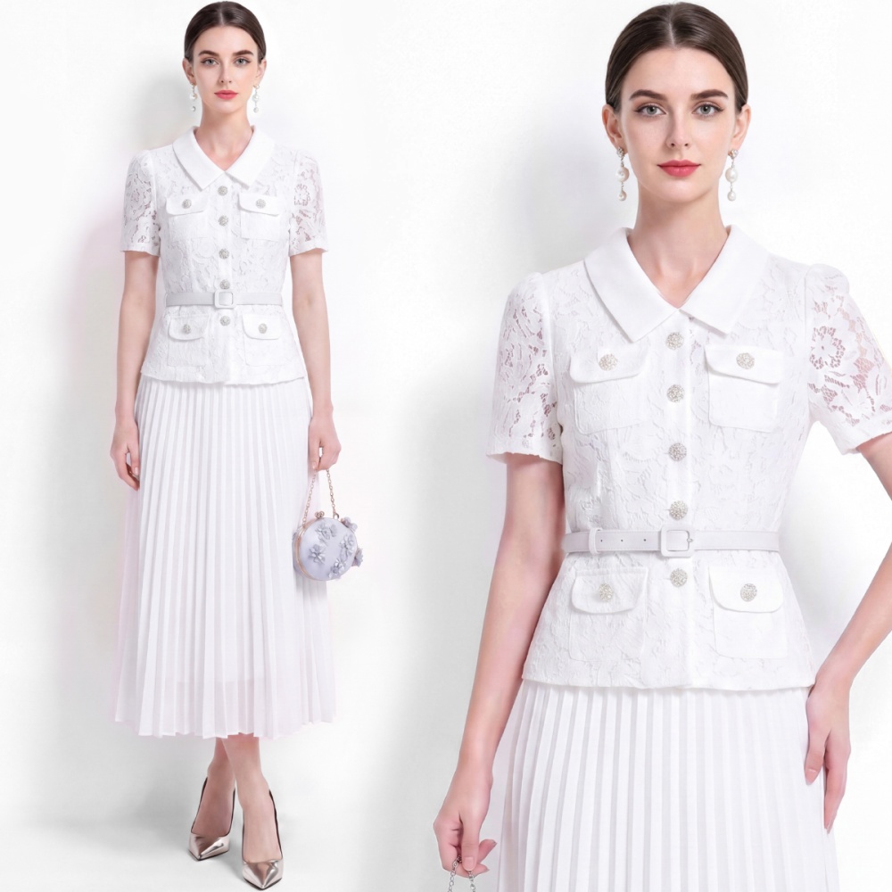 France style slim sweet style high waist with belt dress
