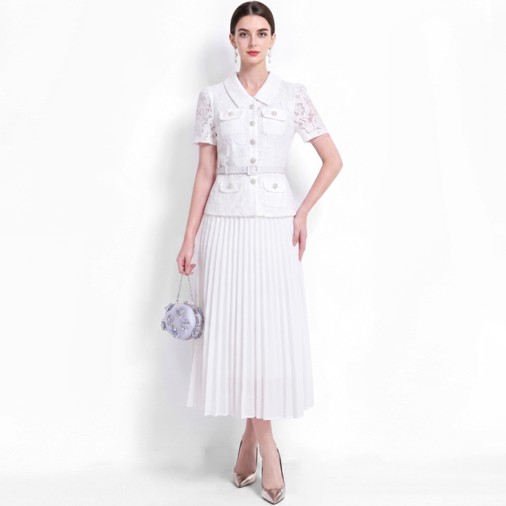France style slim sweet style high waist with belt dress