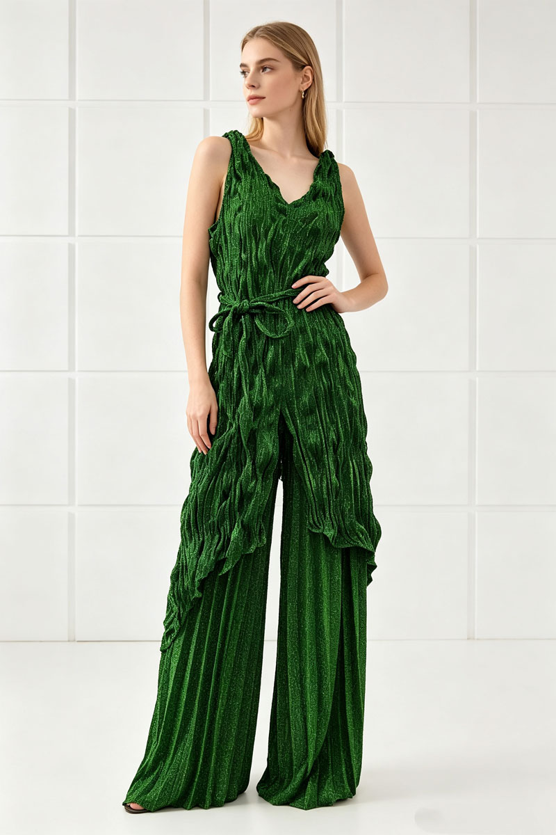 Sleeveless irregular tops loose wide leg pants a set