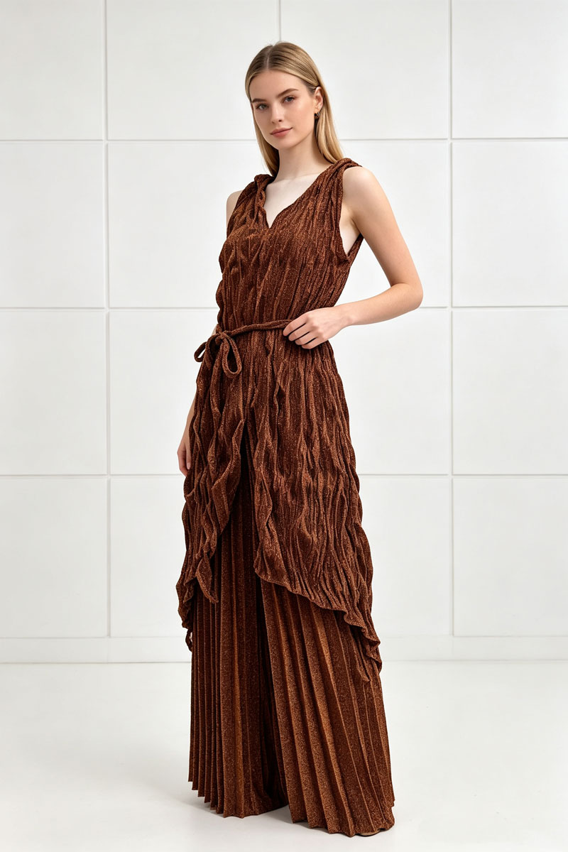 Sleeveless irregular tops loose wide leg pants a set