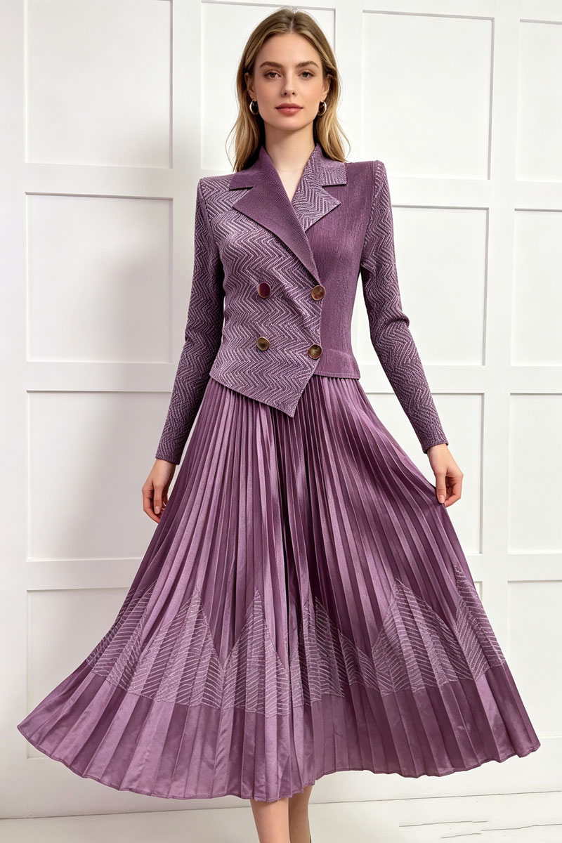 Temperament printing business suit pleated fold dress for women