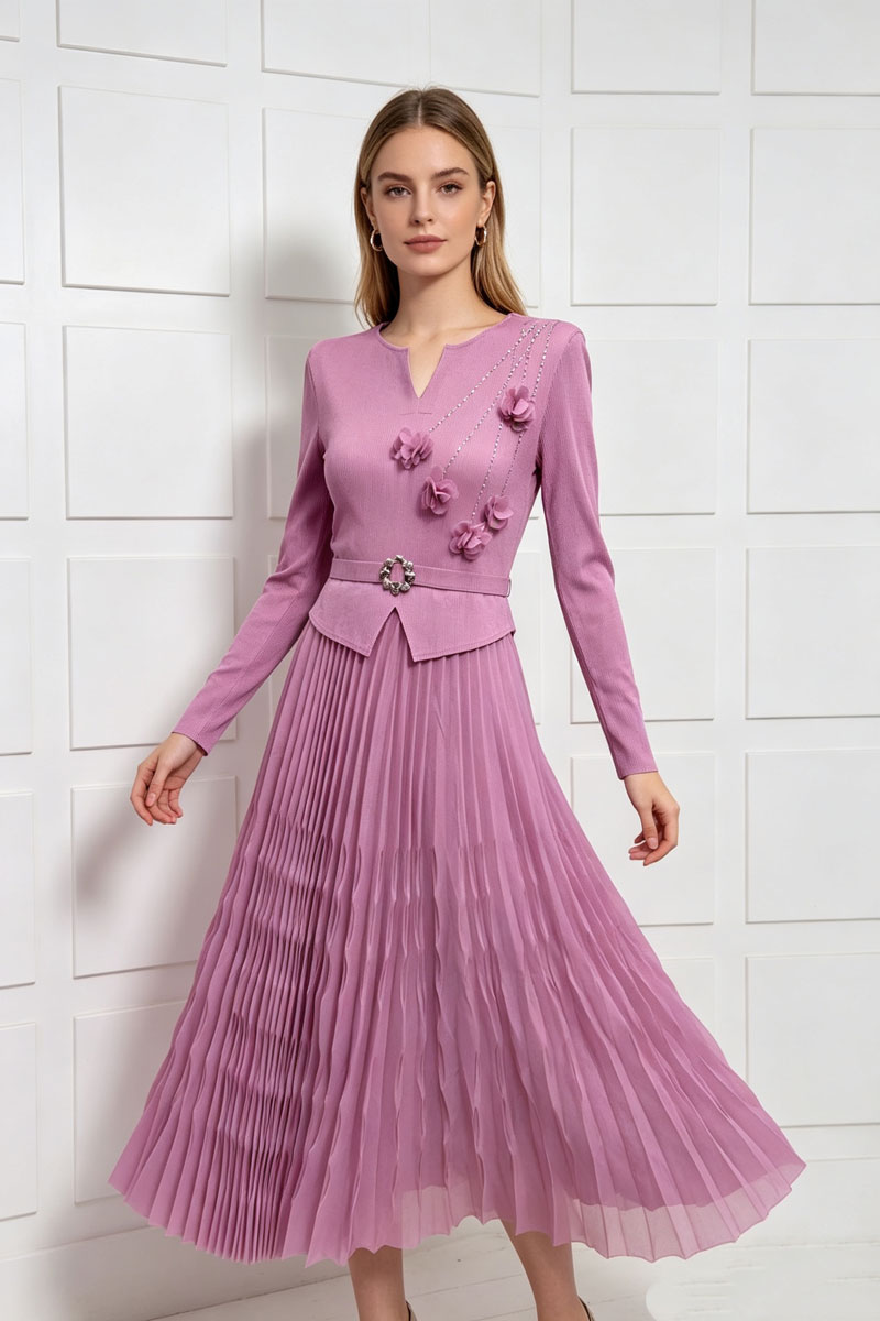 Colors fold pleated dress temperament large yard long dress