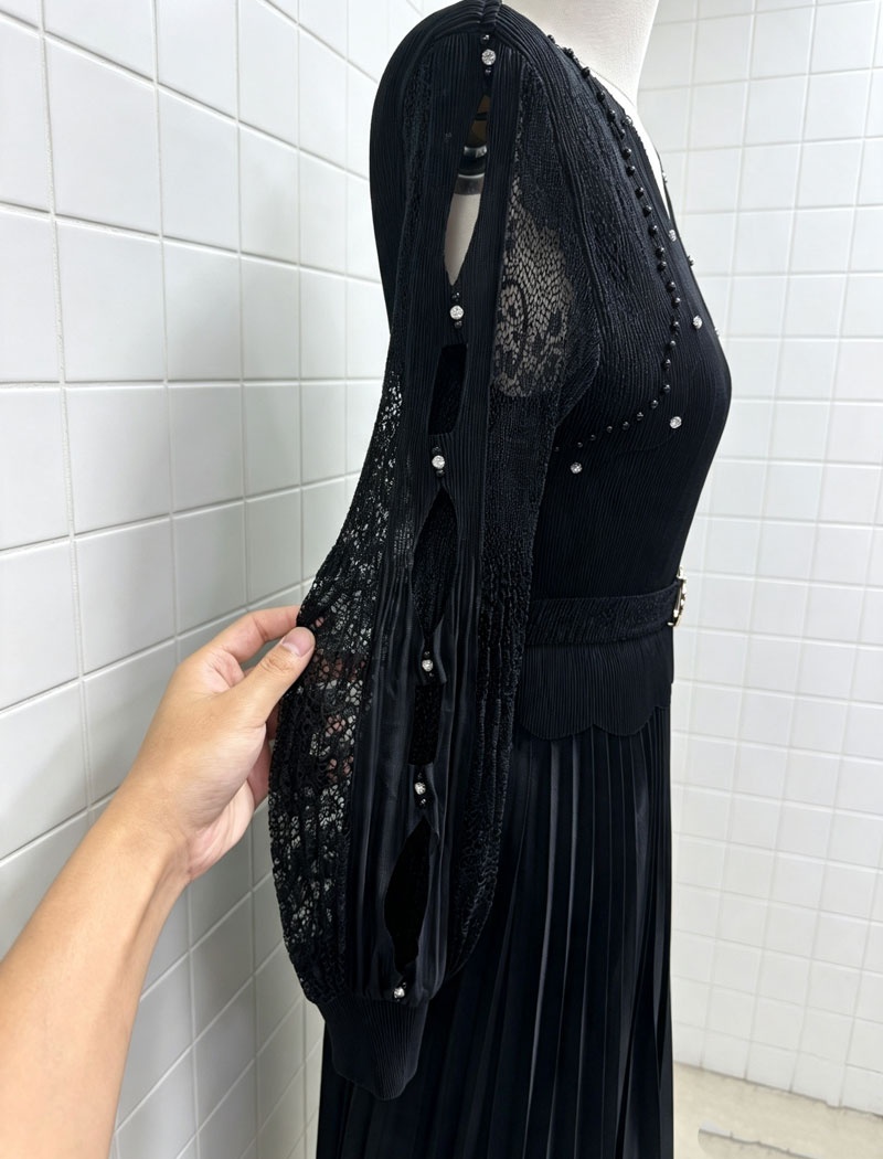Slim temperament rhinestone dress for women