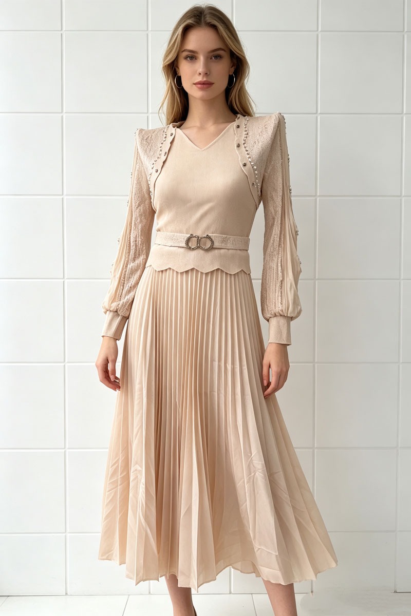 Slim temperament rhinestone dress for women
