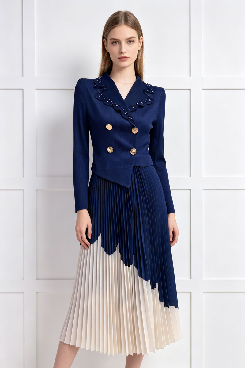 Fold pinched waist dress slim rhinestone long dress