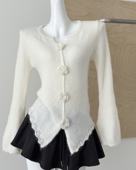 V-neck inside the ride sweater slim green tops for women