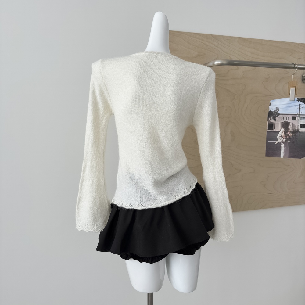 V-neck inside the ride sweater slim green tops for women