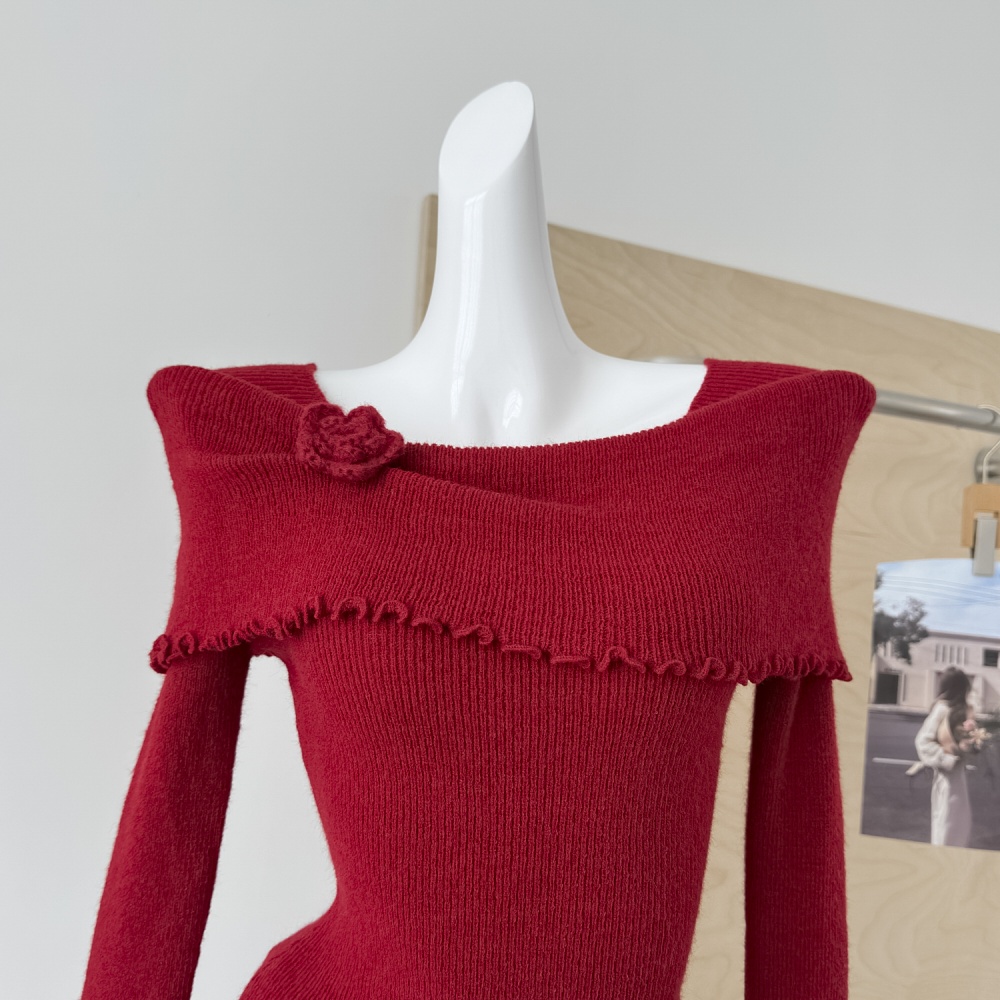 Flat shoulder tops irregular bottoming shirt for women