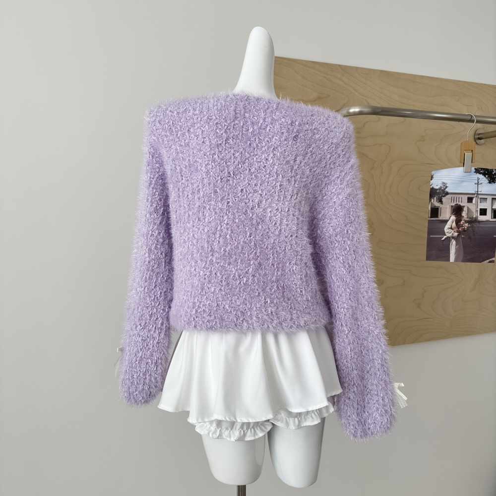 Sweet loose tops bow long sleeve sweater for women