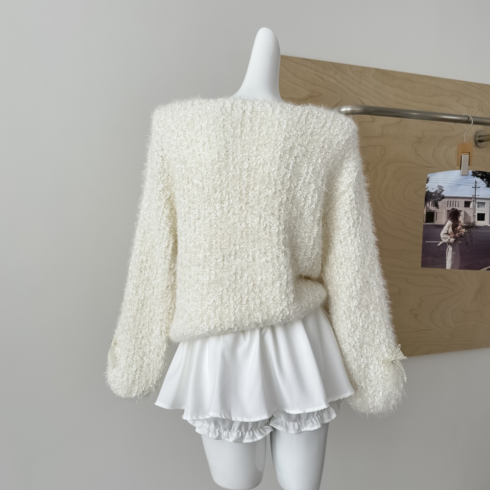 Sweet loose tops bow long sleeve sweater for women