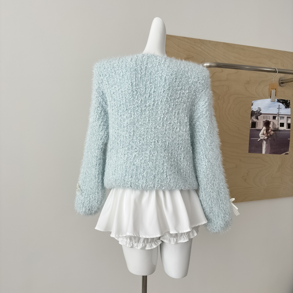 Sweet loose tops bow long sleeve sweater for women