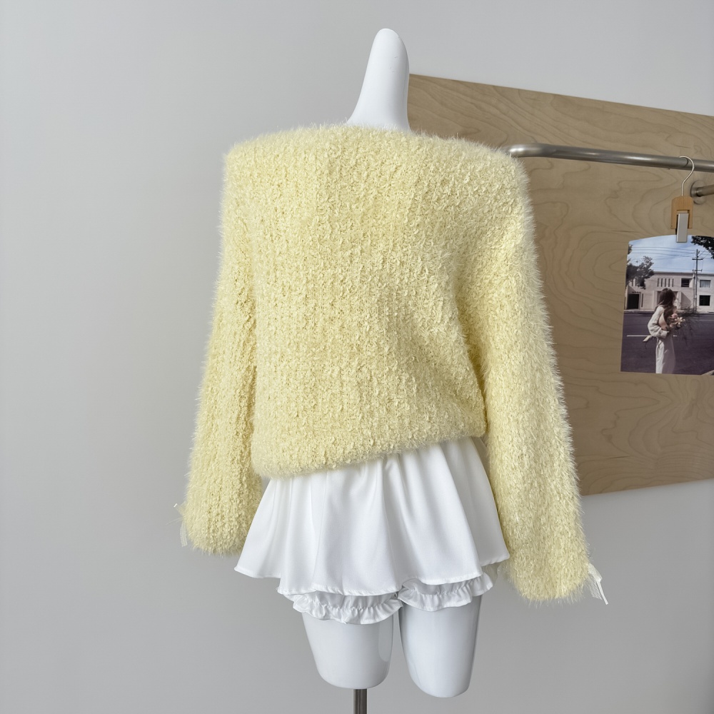 Sweet loose tops bow long sleeve sweater for women