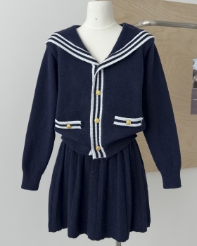 Show young skirt slim cardigan 2pcs set