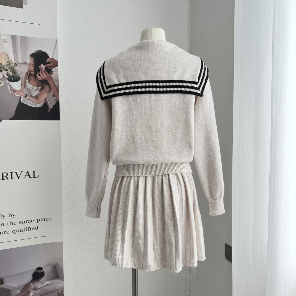 Show young skirt slim cardigan 2pcs set