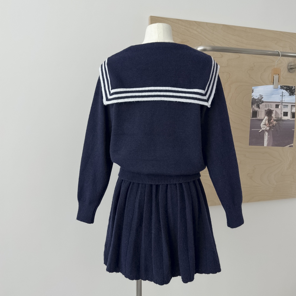 Show young skirt slim cardigan 2pcs set