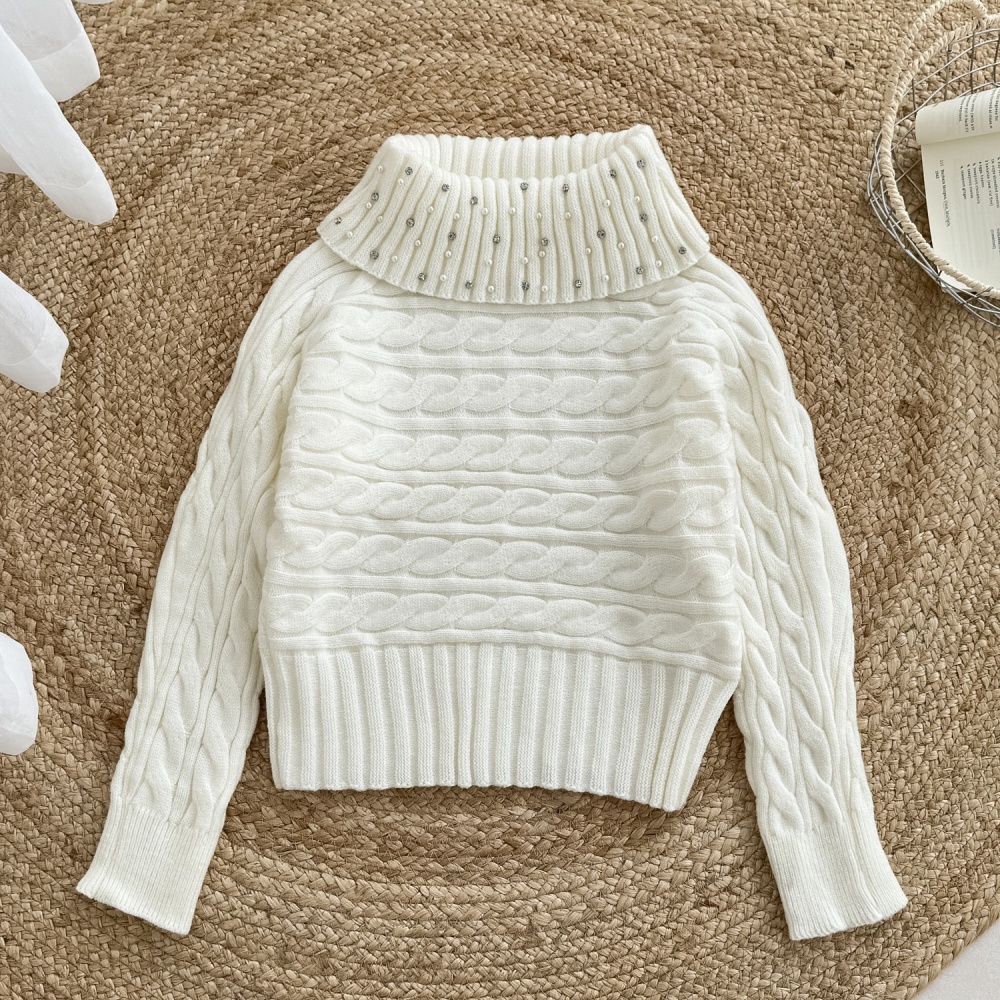 Temperament loose sweater slim rhinestone tops for women