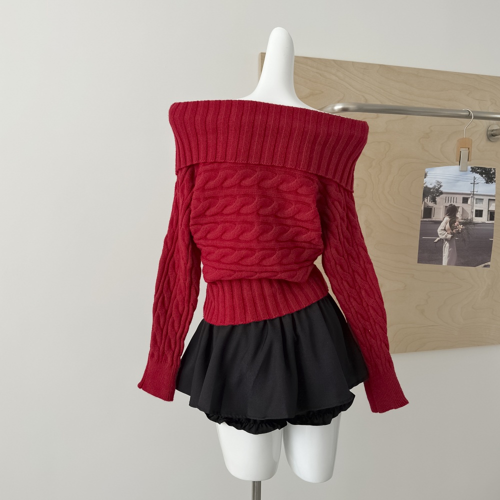 Temperament loose sweater slim rhinestone tops for women