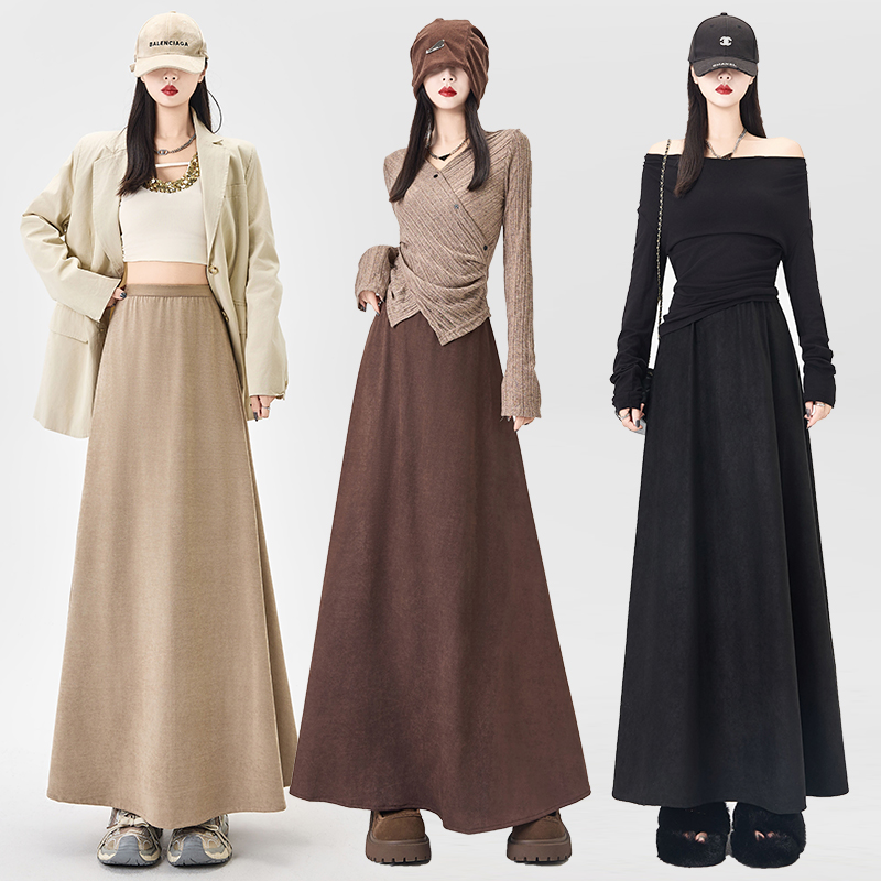 Big skirt A-line skirt autumn and winter drape long skirt