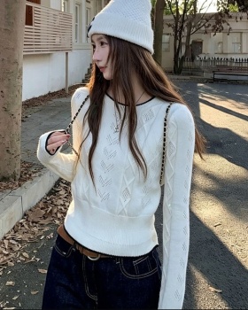 Hollow slim tops long sleeve sweater for women
