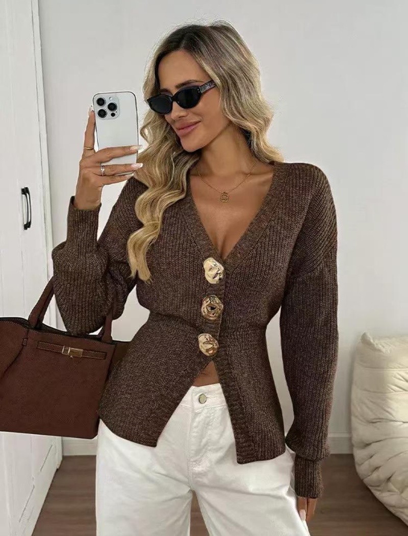 Fashion European style sweater V-neck cardigan for women