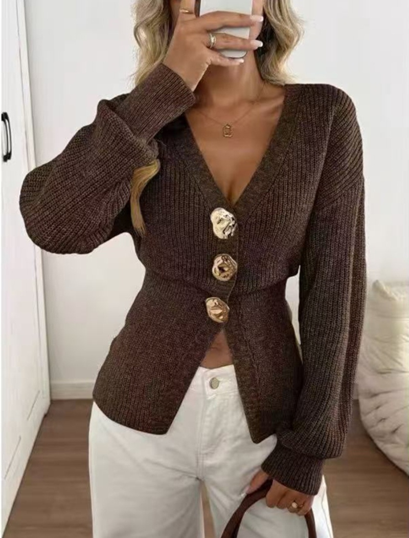 Fashion European style sweater V-neck cardigan for women