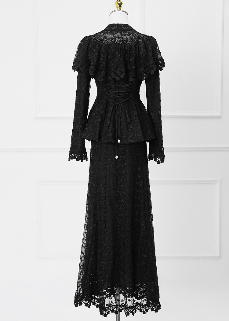 Beading lace fashion skirt mermaid retro cloak a set