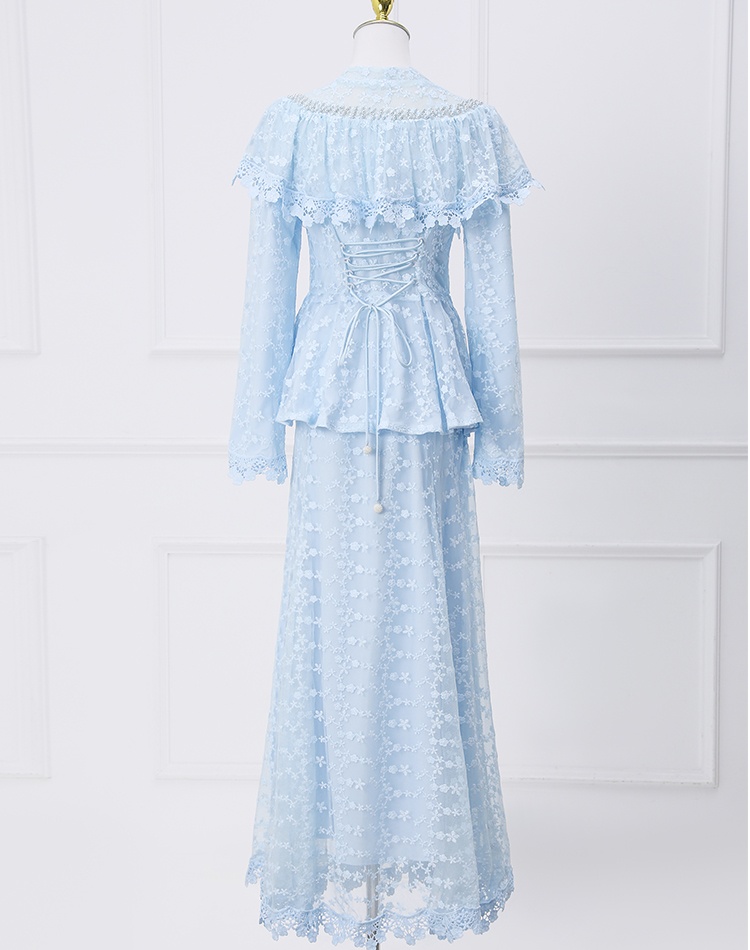 Beading lace fashion skirt mermaid retro cloak a set