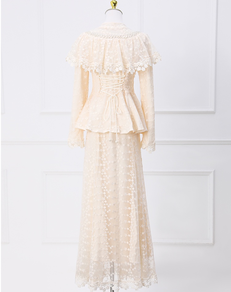 Beading lace fashion skirt mermaid retro cloak a set