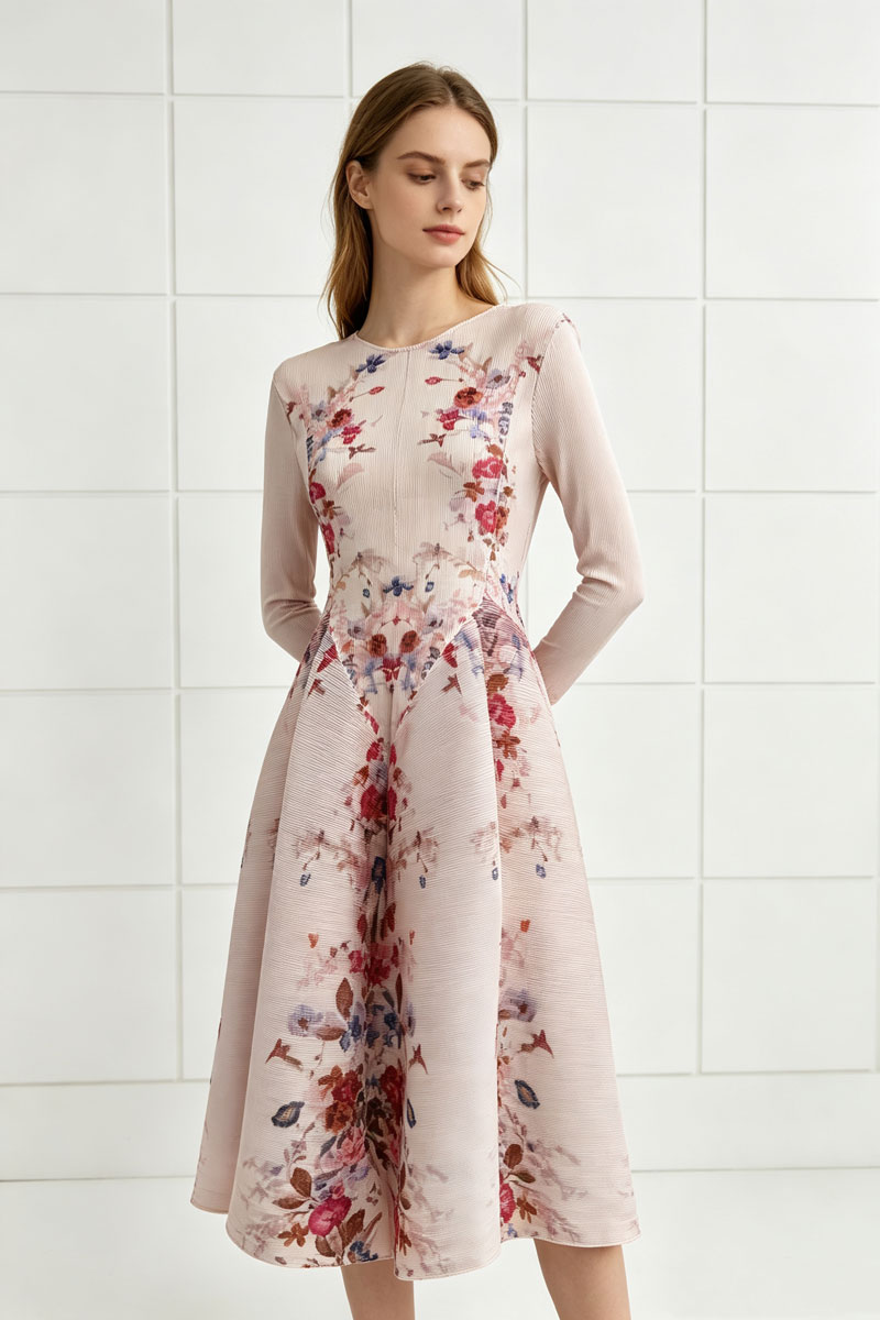 Tender elasticity dress printing long dress for women