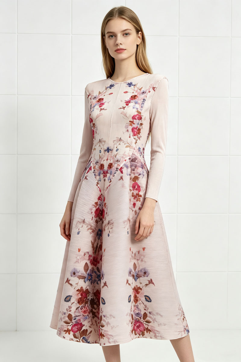 Tender elasticity dress printing long dress for women