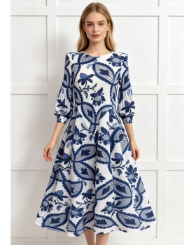 Slim elegant tender printing France style dress