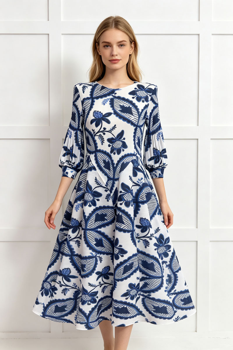 Slim elegant tender printing France style dress