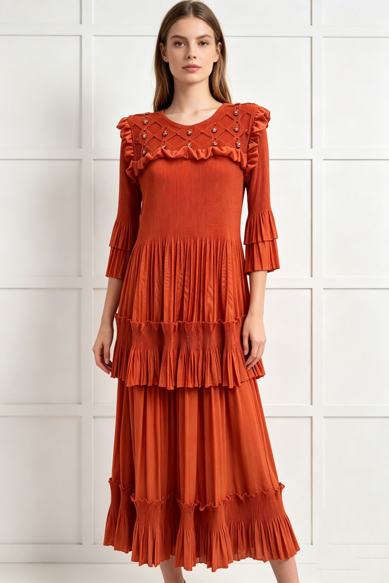 Hollow beading loose skirt 2pcs set for women