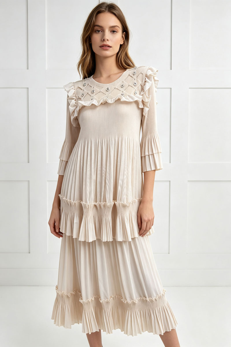 Hollow beading loose skirt 2pcs set for women
