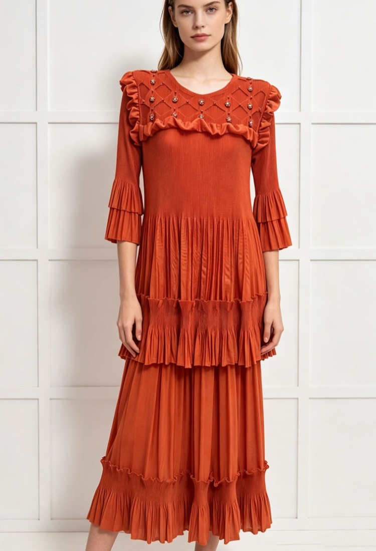Hollow beading loose skirt 2pcs set for women