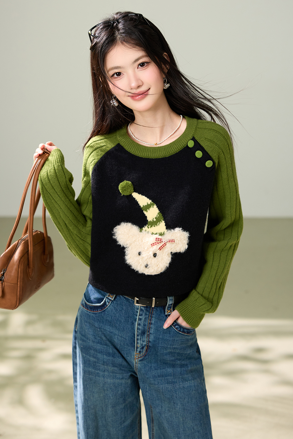 Lazy small fellow tops knitted autumn and winter sweater